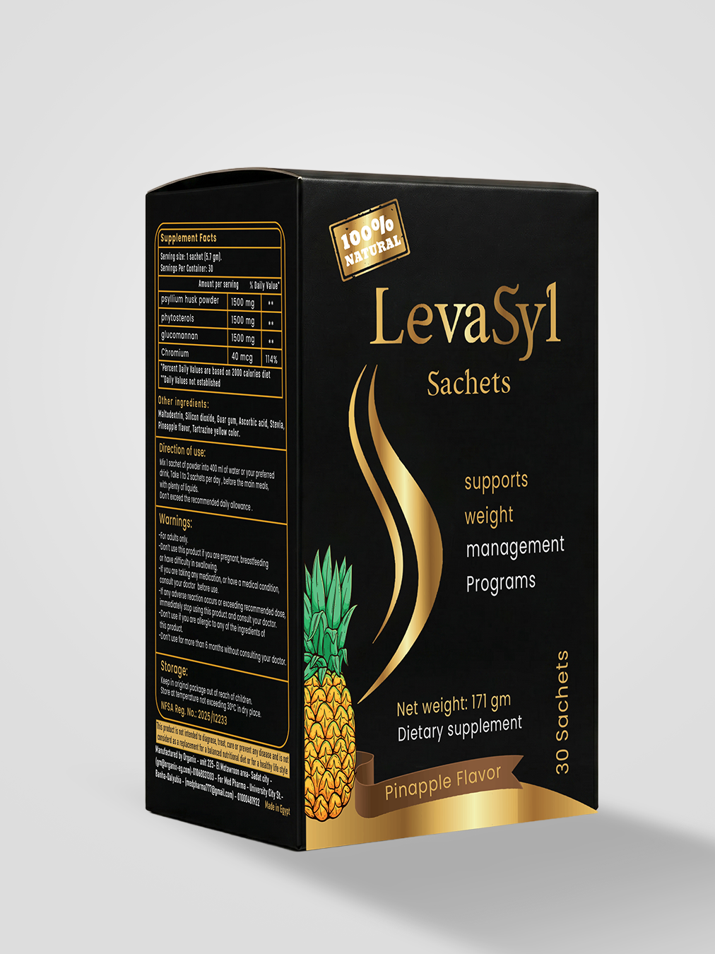 LevaSyl Sachets – Pineapple Flavor